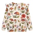 thumbnail image 5 of Uorisanigo Toddler Ruffle Sleeve Fall Sweatshirt Cute Kids Mushroom Print Pullover Hoodie 1-8 Years Sweatshirts Blouse Athletic Pullover Hoodies for Girls, 5 of 7