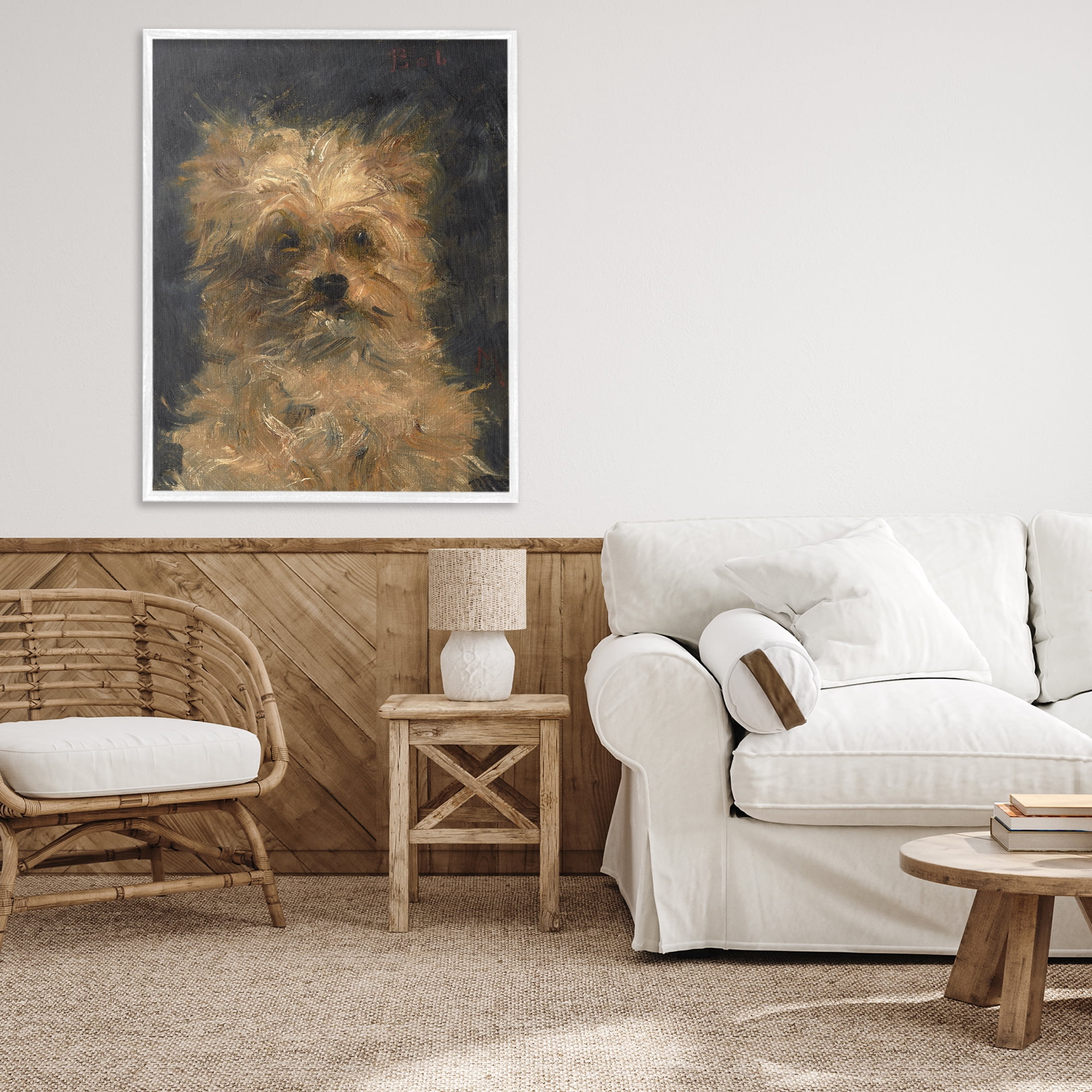 Stupell Industries Edouard Manet Dog Portrait White Framed Giclee Art, design by Lil' Rue