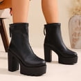 thumbnail image 5 of OKBOP Women's Platform Boots Round Toe Zip-Up Stability Foam Cushioning Black Stylish Women's Boots Sizes 36, 5 of 5