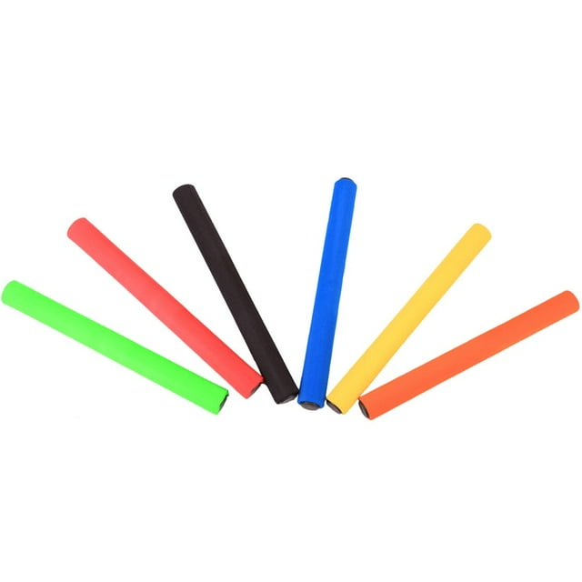 HLONK 6PCS Anti-slip Sponge Relay Batons Sticks Track and Field Equipment Running Sports Game Props Racing Competition Supplies for Kids School (Red Green Yellow Orange Blue Black)