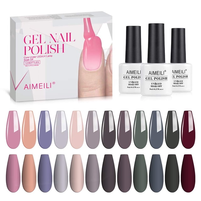 Set de esmaltes de uñas en gel AIMEILI Soak Off Neutral Colors 8 ml x12