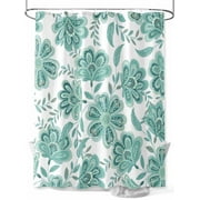 Shower Curtain Turquoise Paisley Floral Bathroom Curtains with Hooks, Waterproof Fabric Bohemian Vintage Flower Bath Shower Curtains Set for Bathroom Bathtubs Decor 72x72 Inch