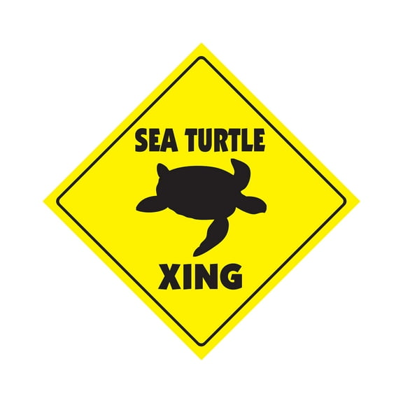 Sea Turtle Crossing Sign Zone Xing | Indoor/Outdoor | 17" Tall animals ocean oceanography lover