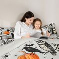thumbnail image 4 of Homewish Collage Halloween Skeleton Twin Bedding, Retro Pumpkin Crow Owl Bedding Comforter Set, Gray Reversible, 7 Pieces, 4 of 7