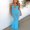 Blue, variant on LMLYSoH Womenacute;s Summer Mesh Tube Top Dress Solid Color Low Cut See Through Strapless Bodycon Long Dress