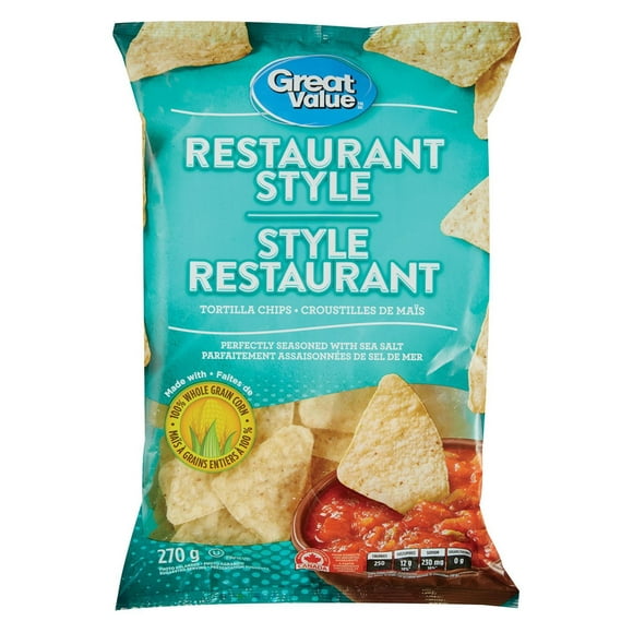 Great Value Restaurant Style Tortilla Chips, 270 g
