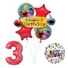 Sesame Street Elmo and Friends 3rd Birthday Supplies Decorations Polka Dots Balloon Set, Plus (1) 66' (66 Foot) Roll of Curling Balloon Ribbon, in coordinating colors.