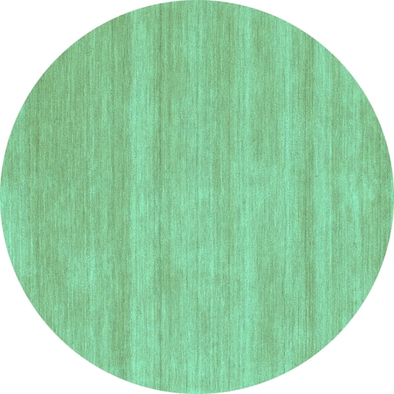 Ahgly Company Machine Washable Indoor Round Solid Turquoise Blue Modern Area Rugs, 7' Round