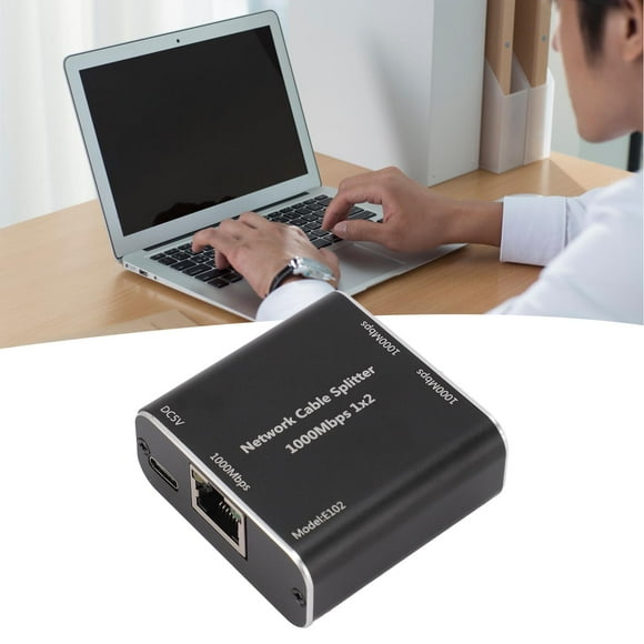 Gigabit Ethernet Splitter, Stable RJ45 Internet Splitter 328ft Distance 1 To 2 With USB Power Cable For Router TV For PC