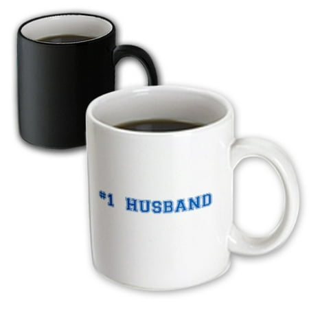 3dRose #1 Husband - Number One award for worlds greatest and best husbands - blue text Wedding anniversary, Magic Transforming Mug,