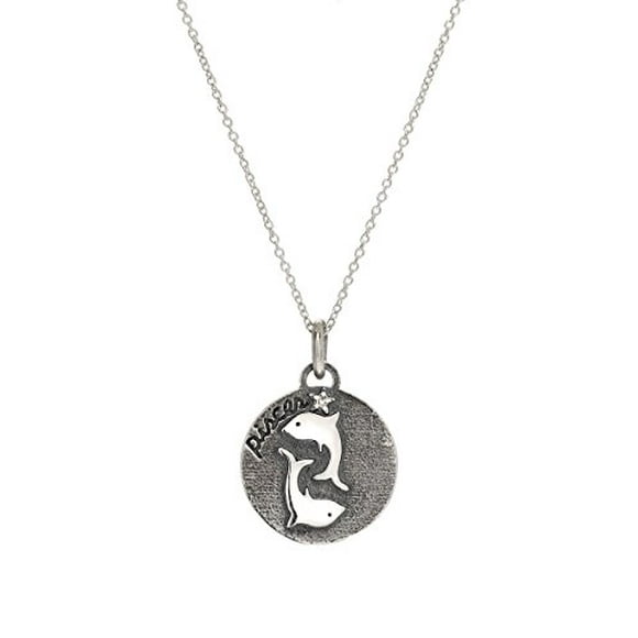 Sterling Silver Reversible Pisces Zodiac Diamond Pendant Necklace, 18"