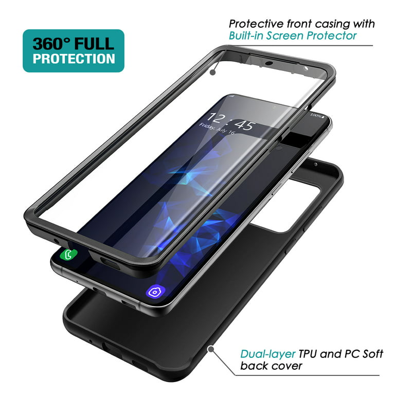 SURITCH Phone Case for Samsung Galaxy S20 Ultra 6.9-inch, Front Cover with  Built-in Screen Protector Full-Body Protection Shockproof TPU Bumper