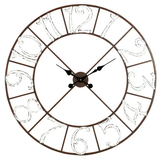 Zandra Metal Wall Clock Com - Gallery Solutions Oversized Black And Bronze Metal Wall Clock Zandra Metal Wall Clock Com - Gallery Solutions Oversized Black And Bronze Metal Wall Clock