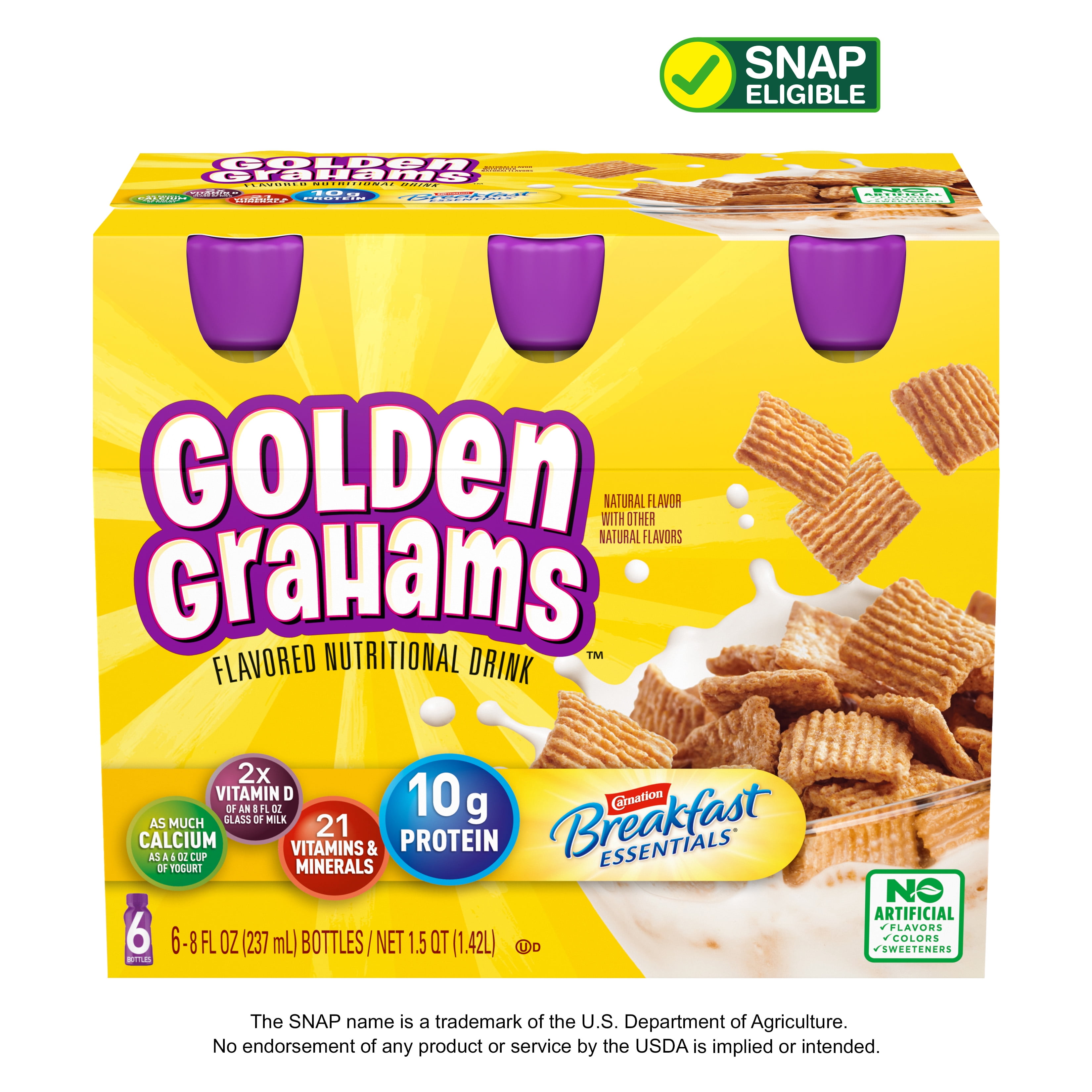 Carnation Breakfast Essentials Golden Grahams Flavored Nutritional Shake, 10 g Protein, 6 - 8 fl oz Bottles