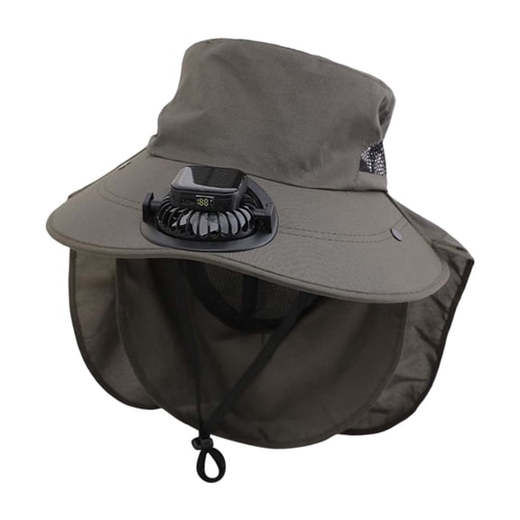 Shadoumai Outdoor Wide Brim Sun Hat with 2 Solar Fan Sun Bucket Hat for Men Women UPF 50  Bucket Fishing & Beach Hat with Fan Built in