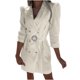 thumbnail image 3 of Traje de primavera y otoño para mujer, solapa, doble botonadura, cintura, Color sólido, ajustado, manga larga, vestido con cinturón de guirnalda Pompotops hdfakjf9690, 3 of 8