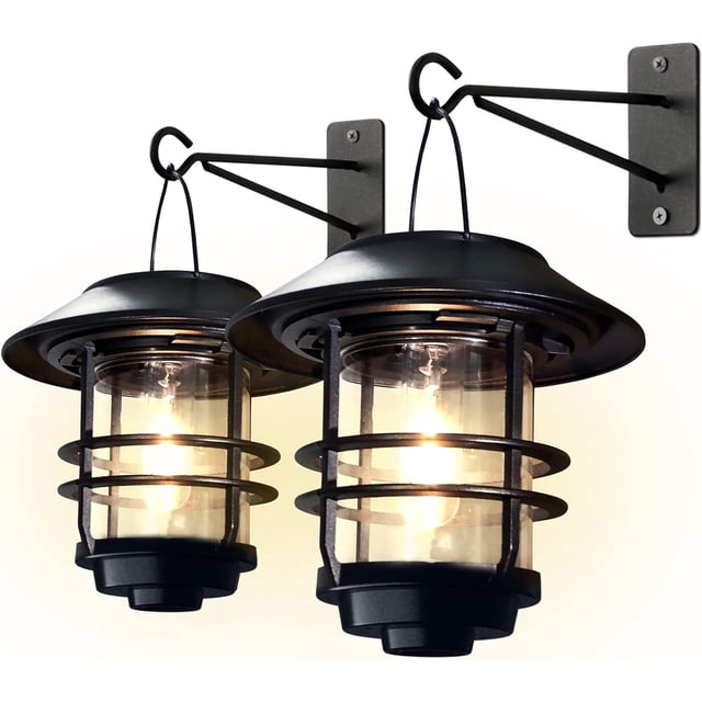 Piezas de cristal Linterna solar colgante Lámpara de pared solar impermeable Montaje en pared solar Luces de pared decorativas para exteriores para porche delantero, patio y patio