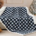 thumbnail image 4 of Sherpa Fleece Blanket Twin Size, Super Soft Warm Buffalo Plaid Plush Gig Blankets, Lightweight Cozy Fuzzy Blanket for Couch Sofa Bed (NavyBlue, 60" x 80"), 4 of 6