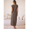thumbnail image 4 of ANRABESS Summer Casual Sleeveless Maxi Dress for Women Crewneck Loose Split Wrinkle-Free Travel Vacation Long Dress Beach Sundress with Pockets Brown XL, 4 of 12