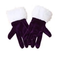 thumbnail image 1 of Guantes cortos de terciopelo retro para mujer, guantes de ópera con puños blancos afelpados, guantes largos hasta la muñeca para disfraz navideño, boda, fiesta de té, banquete, baile., 1 of 8