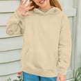 thumbnail image 3 of Atogsazn Girls Oversized Fleece Hoodies Kids Casual Long Sleeve Pullover Sweatshirt Fall Tops Coat Clothes Outfit A-Beige 11-12 Years Fashion, 3 of 6