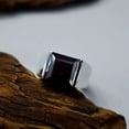 thumbnail image 3 of Square Red Garnet Ring: Sterling Silver Unisex Wedding Band, 3 of 7