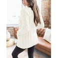 thumbnail image 2 of Women's Long Sleeve Cable Knit Sweater Button Front Cardigan Loose Coat, 2 of 7
