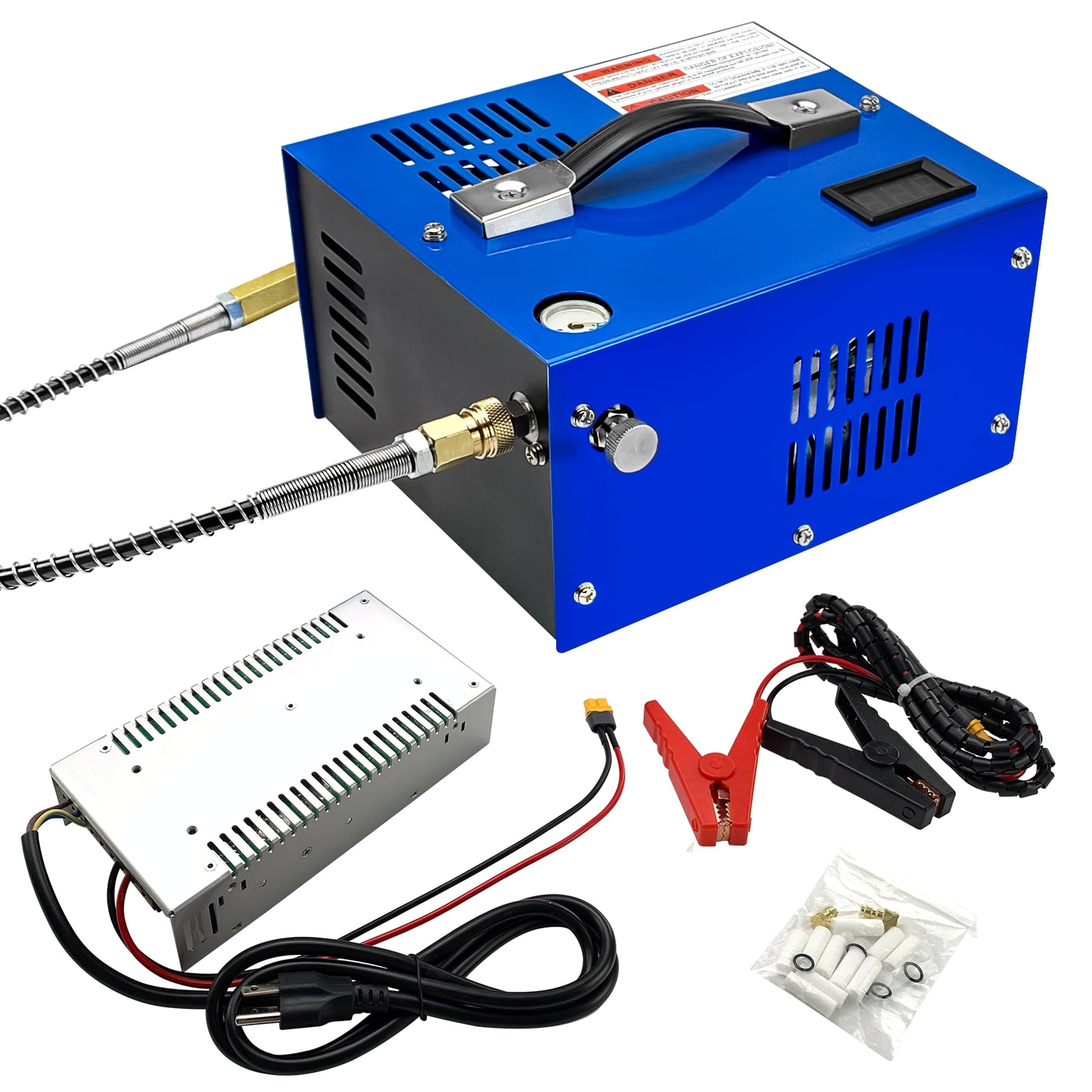iMeshbean PCP Air Compressor, 4500PSI Portable PCP Compressor, 12V DC/110V 220V AC, PCP Manual-stop, w/Built-in Fan, for Paintball, Scuba Bottle