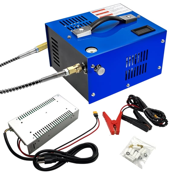 iMeshbean PCP Air Compressor, 4500PSI Portable PCP Compressor, 12V DC/110V 220V AC, PCP Manual-stop, w/Built-in Fan, for Paintball, Scuba Bottle