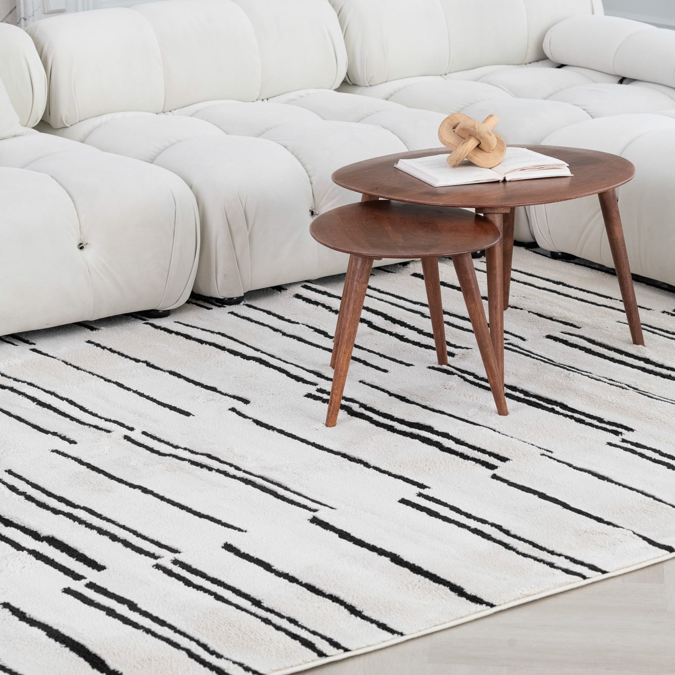 Rug Branch Domus Abstract Indoor Area Rug, Cream Black, Modern - Living Room, Bedroom, Dining Room