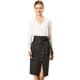 thumbnail image 1 of Falda de tubo corta vintage con cinturón y abertura con botones decorativos para mujer Negro XL, 1 of 6