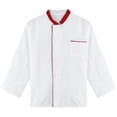 thumbnail image 5 of Uniforme de Trabajo de cocina para restaurante y Hotel para hombre y mujer, chaqueta de Chef de panadería con cuello alto contrastante, Tops de manga larga con doble botonadura, 5 of 5