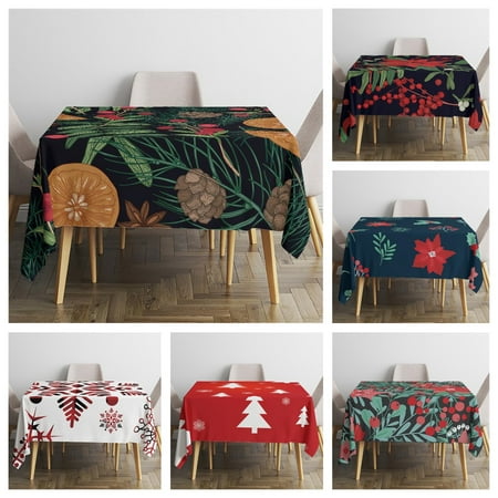 

Christmas Tablecloth Dustproof Add Atmosphere Square European Style Creative Printing Table Protector Cover Daily Use