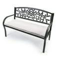 thumbnail image 3 of Jordan Manufacturing Sunbrella 48" x 18" Canvas Natural Solid Rectangular Outdoor Settee Swing Bench Cushion with Ties, 3 of 11