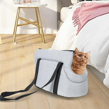Dog Seat Travel Bag Comfortable Handbag Shoulder Bag Carrying Kennel with Handle Tote Cage Pet Carrier for Outdoor Walking Small Animals   Gray 45x22x20cm