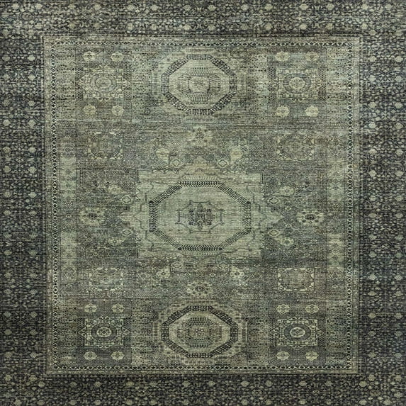 Ahgly Company Machine Washable Indoor Square Abstract Taupe Brown Area Rugs, 4' Square