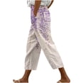 thumbnail image 2 of Awdenio Women's Summer Fashion Casual Pants & Fashionable Printing Cropped Pants High Waisted Wide Leg Pockets on, 2 of 5