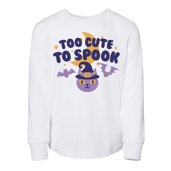 Too Cute To Spook Toddler Kids Long Sleeve T-Shirt 2T White
