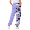 thumbnail image 4 of Mercatoo Kids Halloween Sweatpants High Waisted Cotton Bottom Sporty Active Joggers Pants Baggy 𝐀thletic Trousers with Pocket, 4 of 5