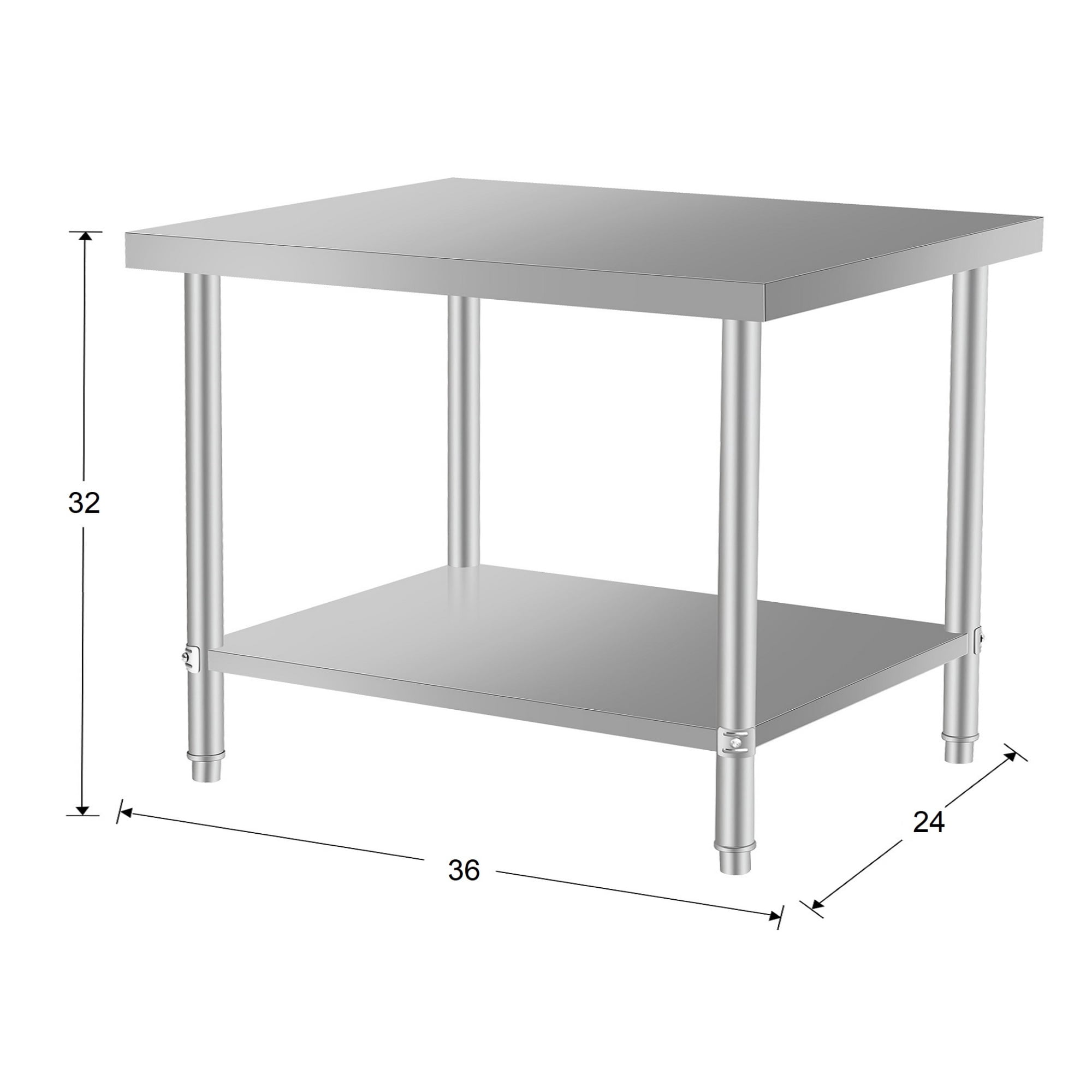 GARITIN 36 x 24 Inch Commercial Work Table, Stainless Steel Kitchen Prep Table with Under Shelf for Restaurant & Home, Silver