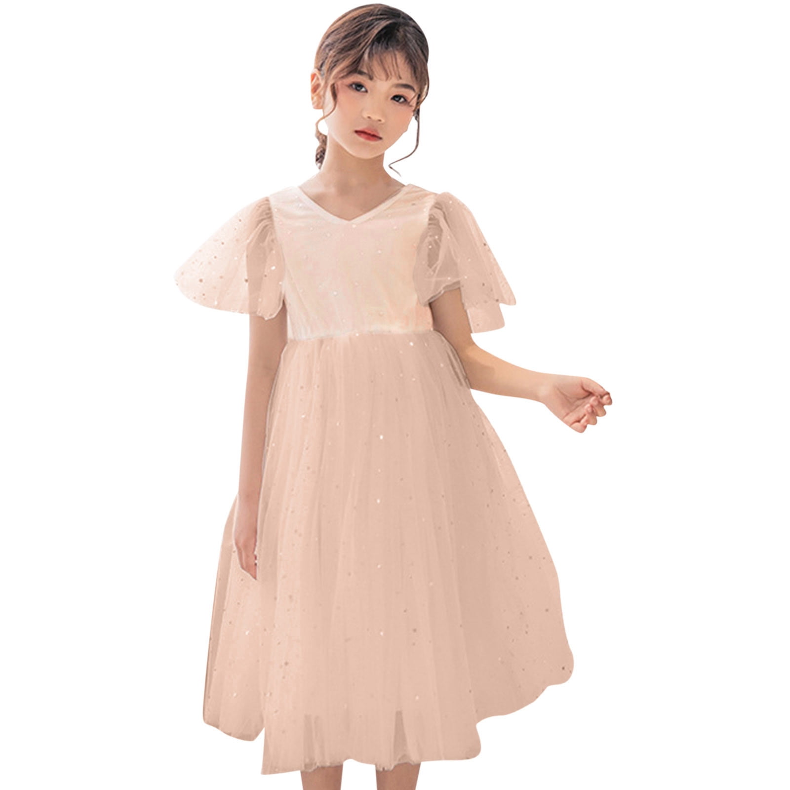 FDDMis Kids Christmas Dress Girls Pageant Dress Christmas Outfits for Baby Girls Little Sister Outfit Girls Gift Gifts for Boys 2t Girl Clothes Baby, Pink 6-7 Years