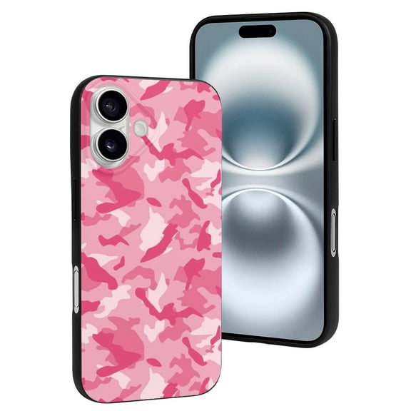 Compatible with Iphone 16 Case - Cute Soft Pink Camouflage Silicone Case Compatible with Iphone 16 Phone Case for Women Men