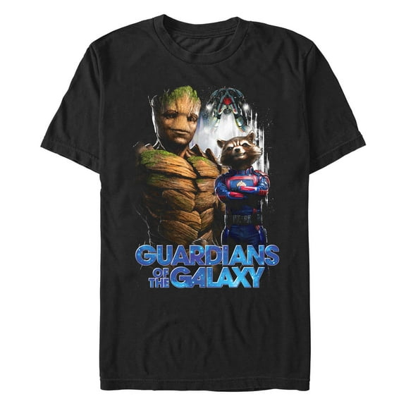 Men's Guardians of the Galaxy Vol. 3 Groot and Rocket Poster  Graphic Tee Black Small
