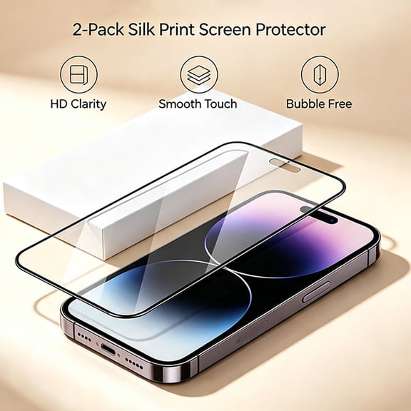 2 Pack Clear Screen Protector for iPhone 15, Shatterproof Tempered Glass Film 6.1" with Easy Installation Tool