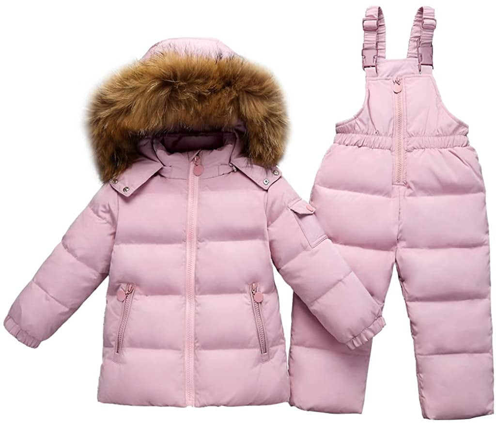 Winter Puffer Jacket and Snow Bib Pants Kids Snowsuit 2-Piece Skisuit Set