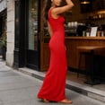 thumbnail image 7 of YuXingFu Wedding Guest Dresses for Women Maxi Crew Neck Plus Size Womens Dress Sleeveless Solid Color Slim Fit Long Casual Summer Red XXL, 7 of 7