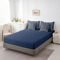 thumbnail image 4 of Navy Blue Geometric Bed in a Bag Queen Comforter Set 7 Piece,Square Grid Plaid Bedding Sets Abstract Geometry Art Sheet Set with Comforter, 4 of 5