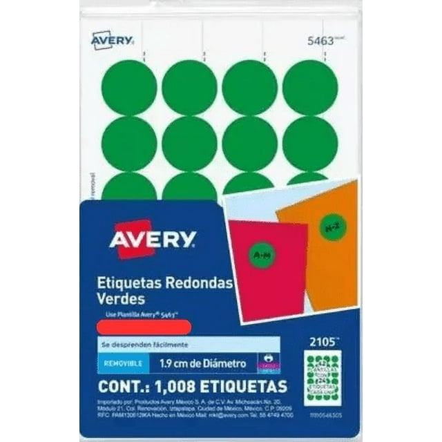1008 Etiquetas Redondas Avery Circular Pequeña 1.9cm