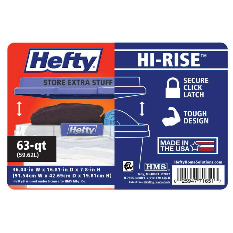 63-qt Hefty HI-RISE Clear Storage Bin, Teal Lid 