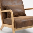 thumbnail image 5 of PORKISS Mid-Century Accent Chair, Velvet Upholstered Arm Chair with Wood Frame and Waist Cushion, Modern Armchair, Reading Chair for Living Room, Bedroom, Sunroom,Brown, 5 of 11